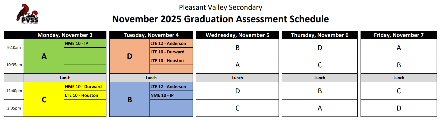 Assessment Schedule